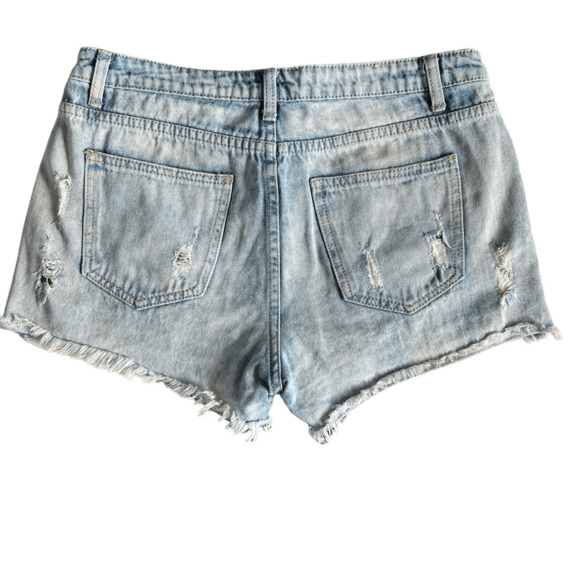 Girls on Film  Denim Jean Shorts Distressed Cut Off Pearls Size 8 - Picture 5 of 9